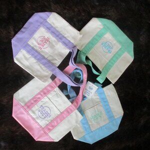 NWT Lot Of 4 ~Trader Joe's Pastel Mini Tote Bags 2025 Pink Lavender Blue Green